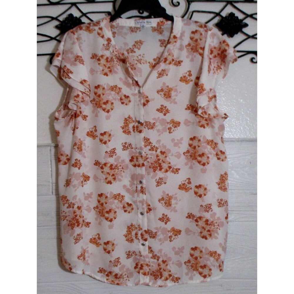 Ophelia Roe Top Women's Size XL Short Sleeve Multicolor Floral Round Neck